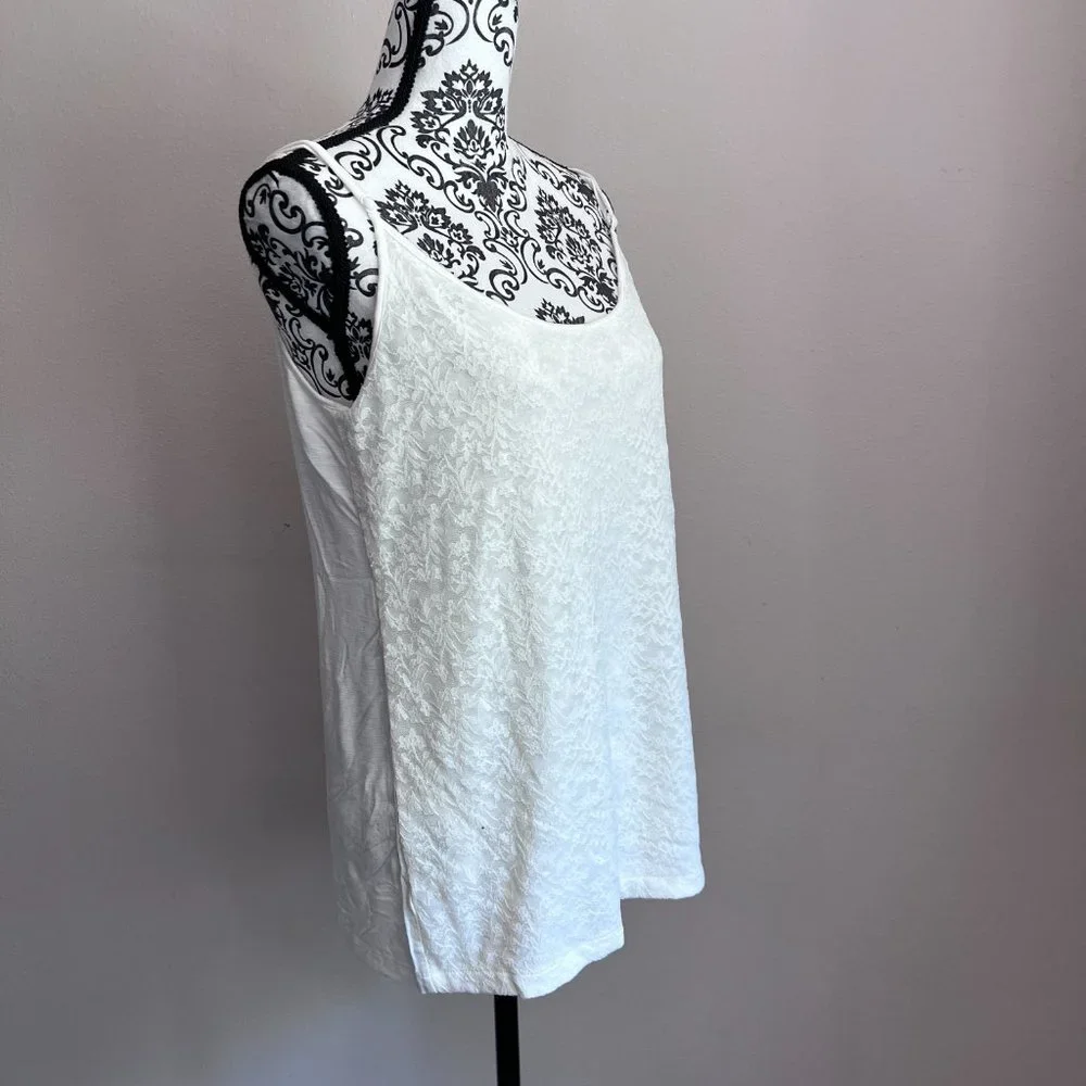 Ann Taylor LOFT Adjustable Strap Lace Front Cami Tank Top - Ivory - Size XL - Picture 4 of 6